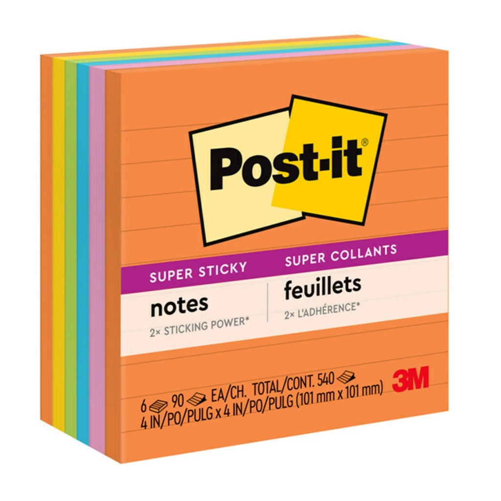 6ct 4x4 Lined Post It Super Sticky Notes Teacher Direct